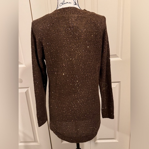 Soft Surroundings Elegant Brown V-neck Sequin Pullover Sweater Size S - Picture 3 of 4